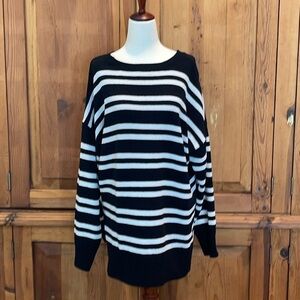 Sanctuary Anthropologie Oversized Black Striped Cozy Soft Sweater Sz. S
